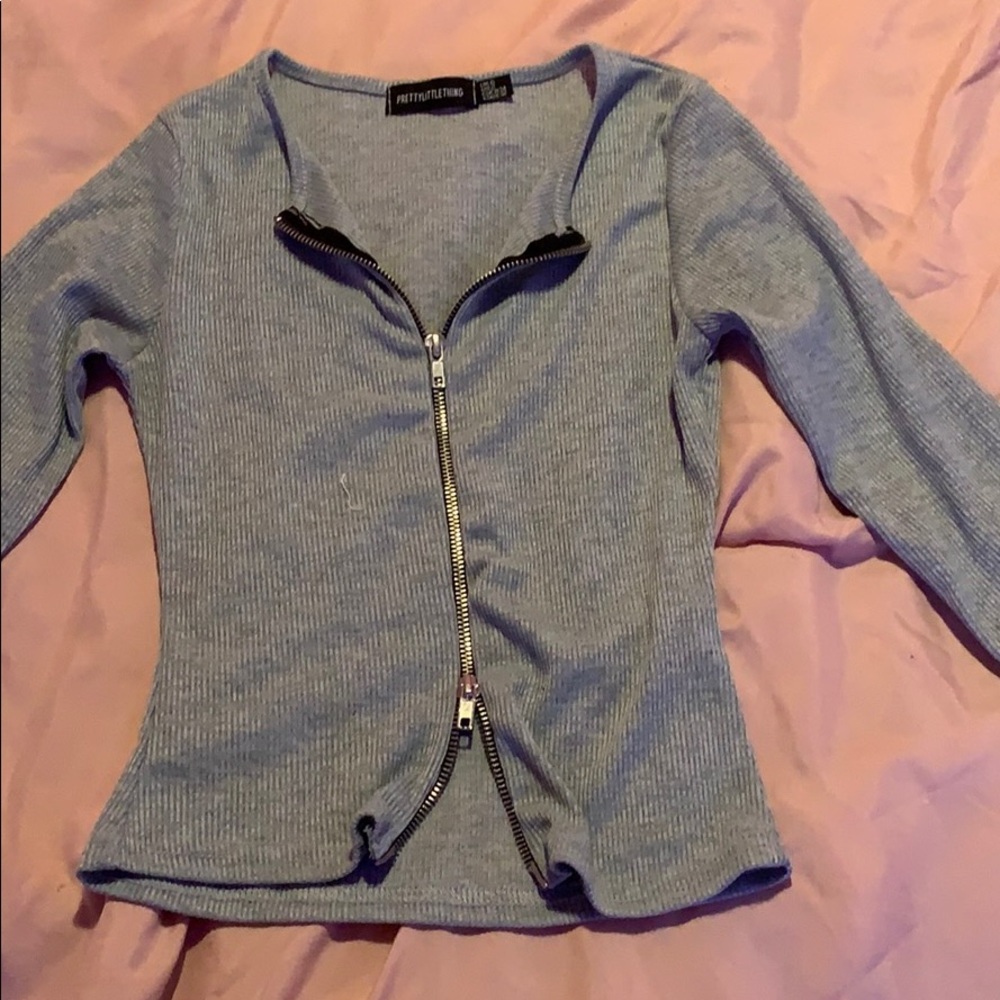 Grey zip up tee